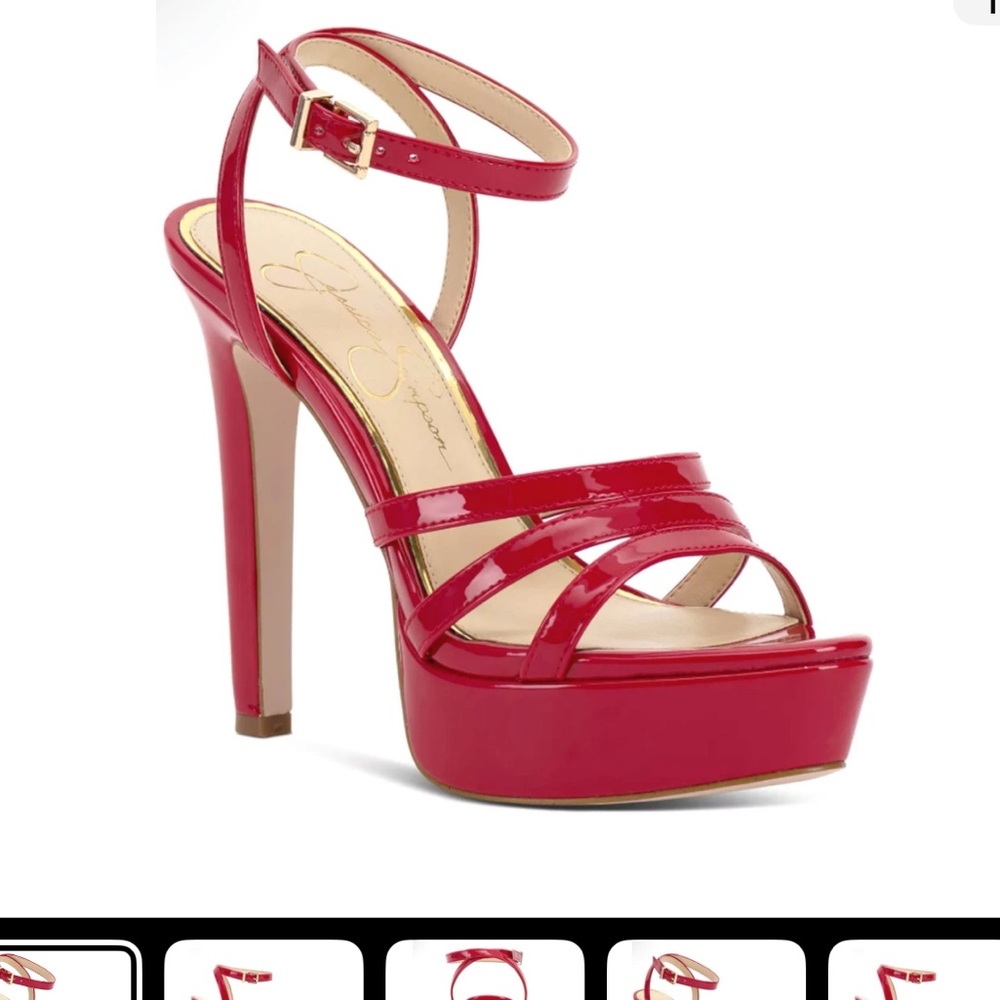 NWT JESSICA SIMPSON RED BALINA PLATFORM HEELS SIZE 8